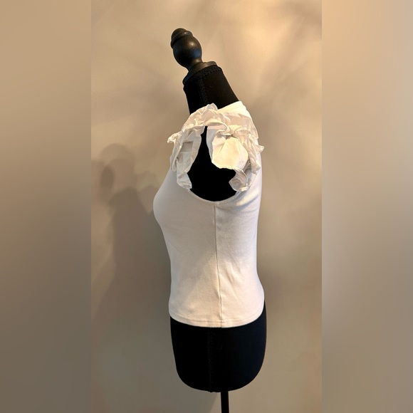 White Ruffle Sleeve Top - Picture 3 of 4